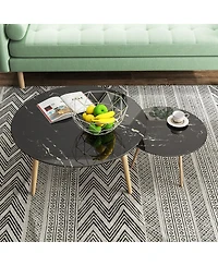 Streamdale Furniture 30'' Round Marble-Design Tempered Glass Table Top for Indoor and Outdoor Use