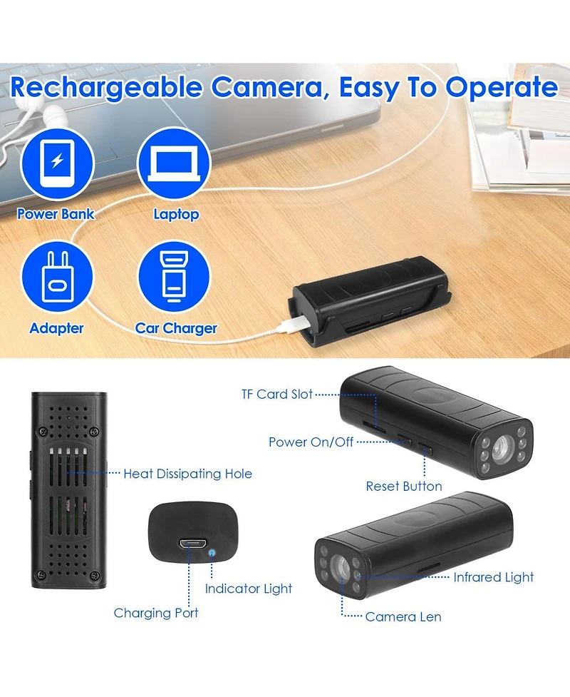 Neewer Wireless Camera Reverse Hitch Guide Camera Vehicle Backup Rechargeable Camera with Flexible Adhesive Base Night Vision for Car