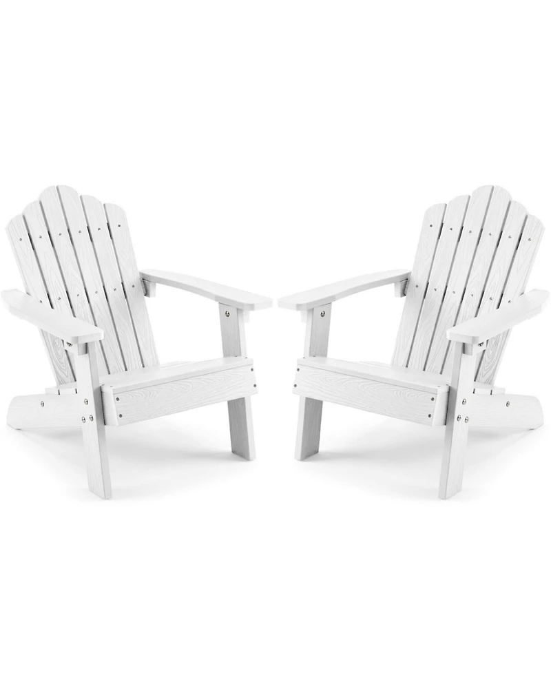 Sugift Set of 2 Kids Hips Outdoor Adirondack Chairs with Tilted High Backrest