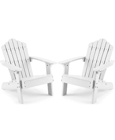 Sugift Set of 2 Kids Hips Outdoor Adirondack Chairs with Tilted High Backrest