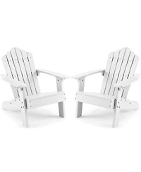Sugift Set of 2 Kids Hips Outdoor Adirondack Chairs with Tilted High Backrest