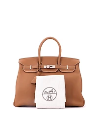 Pre-Owned HERMES Birkin 35 Handbag Brown Togo with Palladium Hardware