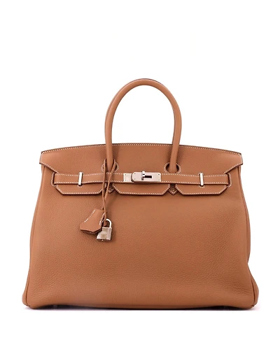 Pre-Owned HERMES Birkin 35 Handbag Brown Togo with Palladium Hardware