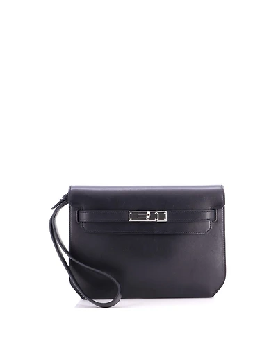 Pre-Owned HERMES 25 Kelly Depeches Pouch Evergrain