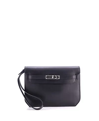Pre-Owned HERMES 25 Kelly Depeches Pouch Evergrain