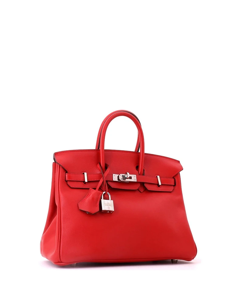 Pre-Owned HERMES Birkin 25 Handbag Red Swift with Palladium Hardware