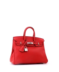 Pre-Owned HERMES Birkin 25 Handbag Red Swift with Palladium Hardware