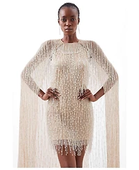 Karen Millen Women's Fringe Cape Mini Dress