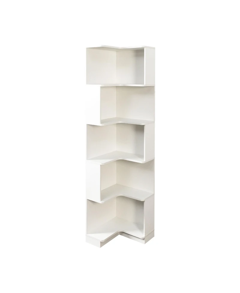 Corner Book Shelf - 5 Tier Corner Bookshelf Bookcase with Baffle Led Lights