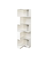 Corner Book Shelf - 5 Tier Corner Bookshelf Bookcase with Baffle Led Lights