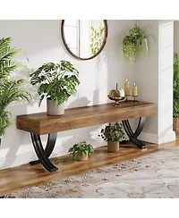 Slickblue Industrial Entryway Shoe Bench with Metal X-Shaped Legs