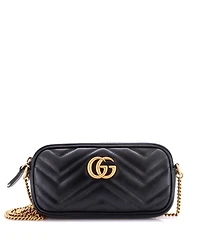 Pre-Owned Gucci Mini Gg Marmont Chain Crossbody Bag Matelasse Leather