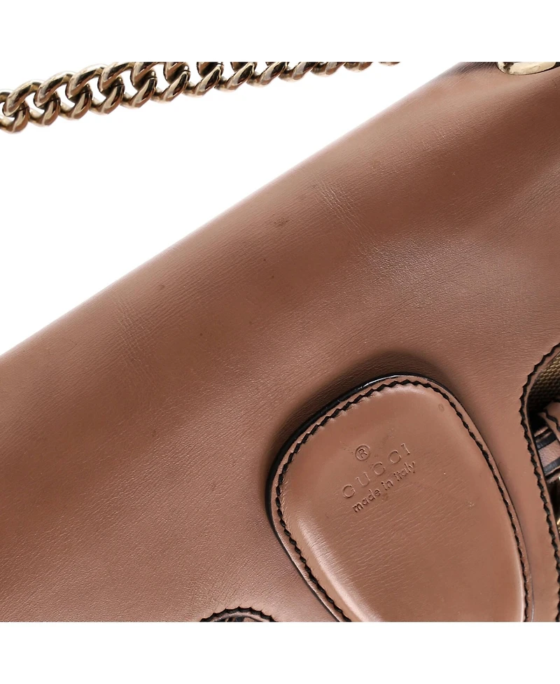 Pre-Owned Gucci Medium Emily Chain Flap Shoulder Bag Gg Canvas and Leather