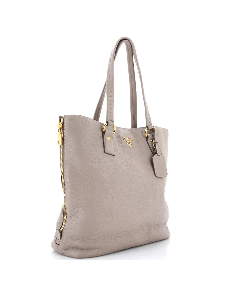 Pre-Owned Prada Large Side Zip Shopper Tote Vitello Daino
