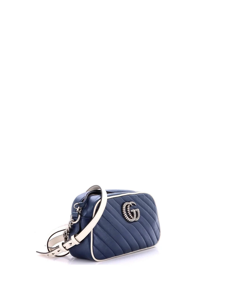 Pre-Owned Gucci Small Gg Marmont Shoulder Bag Diagonal Quilted Leather