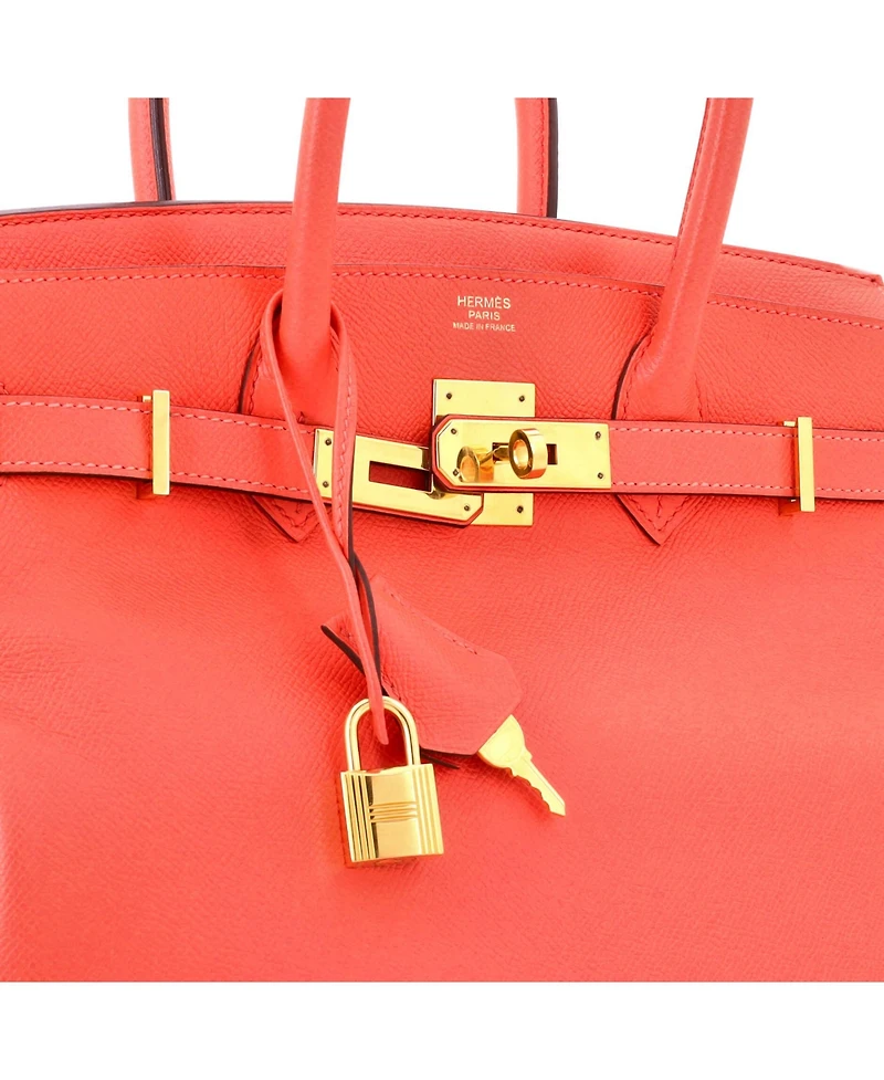 Pre-Owned HERMES Birkin 30 Handbag Red Epsom with Gold Hardware