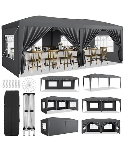 gaomon 10x20 Feet Heavy-Duty Pop Up Canopy Tent with 6 Removable Sidewalls Adjustable Commercial Outdoor Tent for Parties Weddings and Events