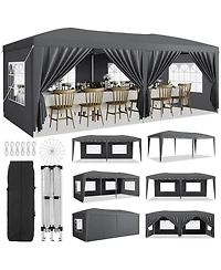 gaomon 10x20 Feet Heavy-Duty Pop Up Canopy Tent with 6 Removable Sidewalls Adjustable Commercial Outdoor Tent for Parties Weddings and Events