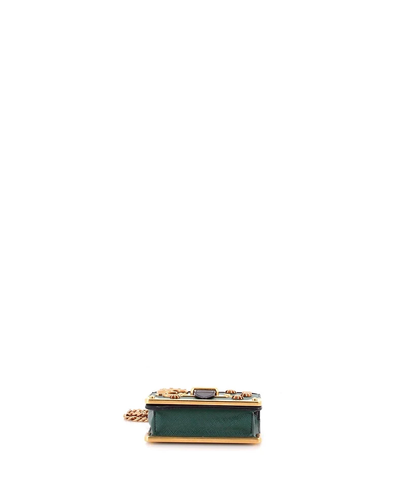 Pre-Owned Prada Micro Cahier Crossbody Bag Embellished Leather