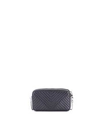 Pre-Owned Prada Mini Double Zip Wallet on Chain Crossbody Chevron Leather