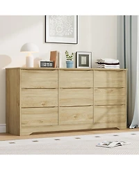 gaomon Wooden Dresser with 9 Drawers, Tall Modern Closet with Deep Storage, Large Chest of Drawers with Wide Top, Long Storage Dresser for Bedroom