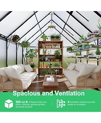 gaomon 8x10 Aluminum-Framed Polycarbonate Heavy Duty with Quick Setup Structure and Roof Vent