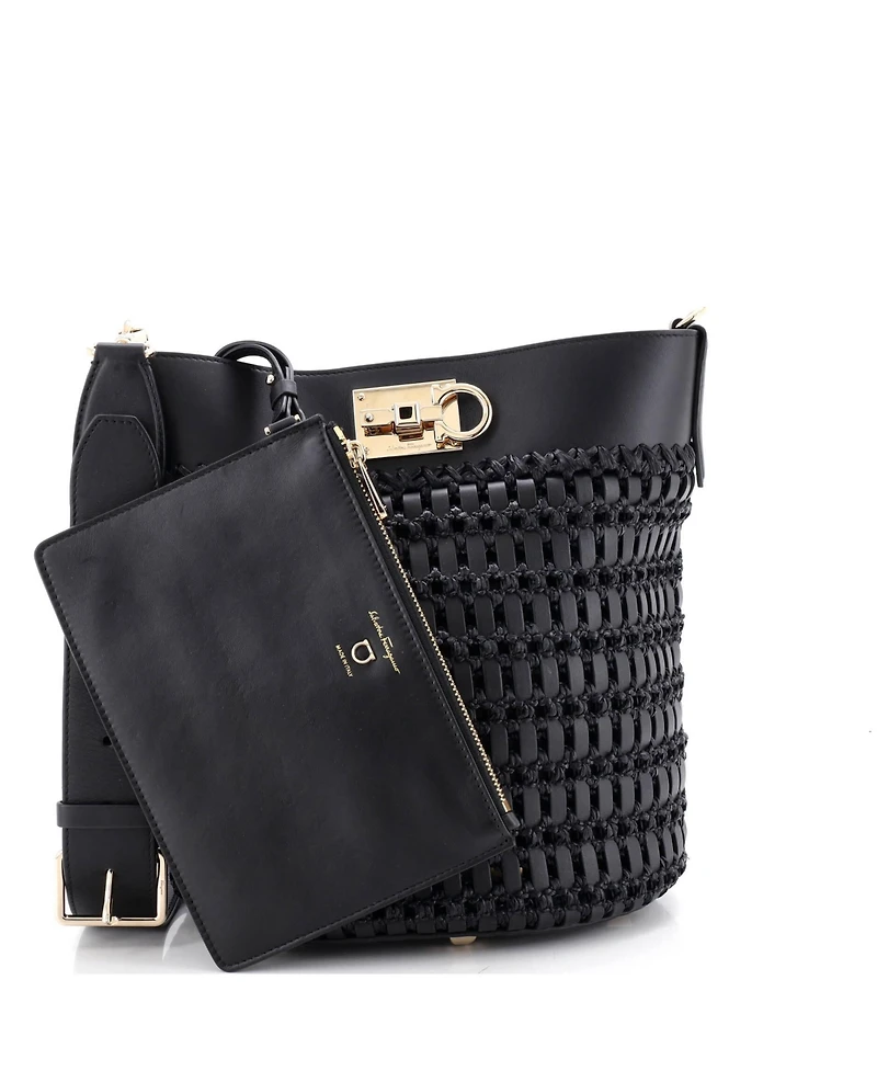 Pre-Owned Salvatore Ferragamo The Studio Bucket Bag Woven Leather