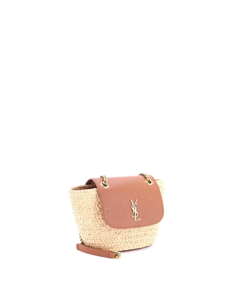 Pre-Owned Saint Laurent Mini Manon Basket Bag Raffia with Leather