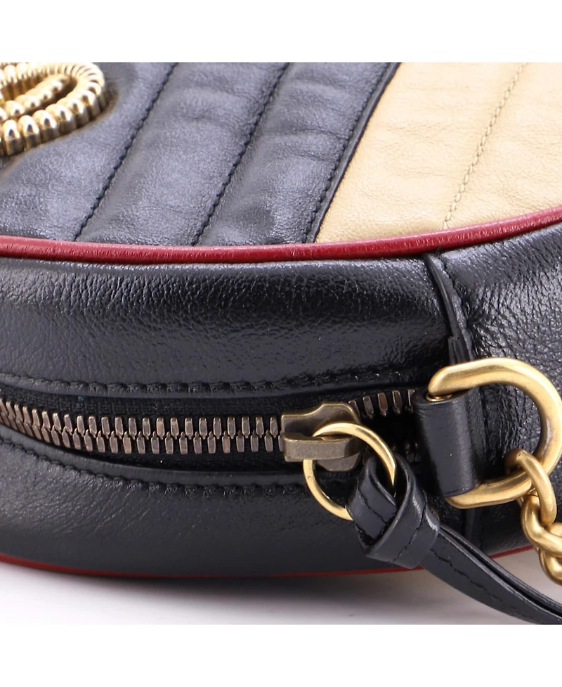Pre-Owned Gucci Mini Gg Marmont Round Shoulder Bag Diagonal Quilted Leather