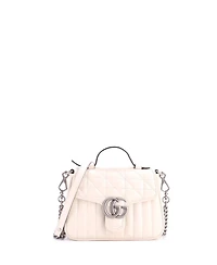 Pre-Owned Gucci Mini Gg Marmont Top Handle Flap Bag Mixed Matelasse Leather