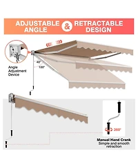 Sugift 10 x 8.2 ft Retractable Patio Awning with Manual Crank Handle and Aluminum Frame