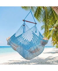 Sugift Caribbean Hammock Chair with Metal Spreader Bar and Soft Spun Rope Seat