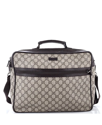 Pre-Owned Gucci Large Front Zip Camera Bag Gg Coated Canvas