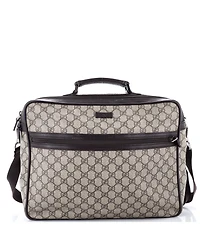 Pre-Owned Gucci Large Front Zip Camera Bag Gg Coated Canvas