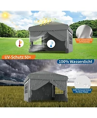gaomon Easy Pop Up Canopy Tent With 4 Detachable Window Sidewalls - Waterproof Outdoor Portable Canopy With Carry Bag and Guy Lines