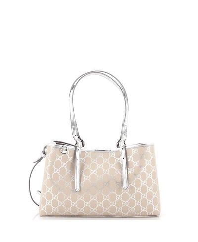 Pre-Owned Gucci Small Emblem Tote Gg Coated Canvas