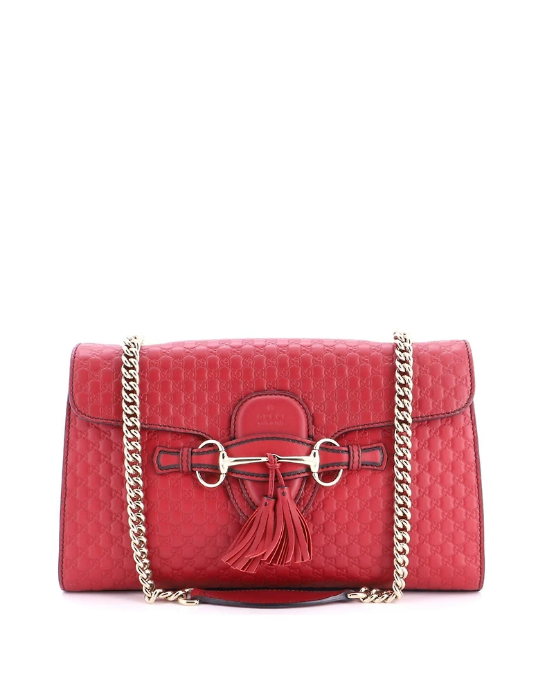 Pre-Owned Gucci Medium Emily Chain Flap Bag Microguccissima Leather