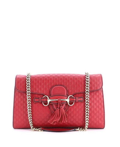 Pre-Owned Gucci Medium Emily Chain Flap Bag Microguccissima Leather