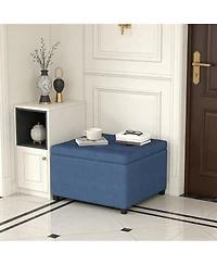 Clihome Round Storage Ottoman Bench Entryway Sofa Bench with Lift-Top Storage