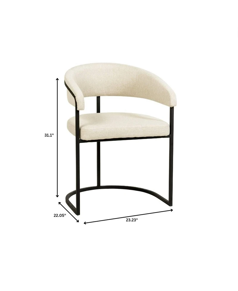 LeisureMod Leather Dining Chair - Upholstered Kitchen Accent Chair with Curved Open-Back Design, Padded Seat, and Iron Frame