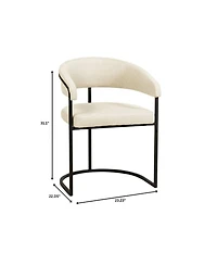 LeisureMod Leather Dining Chair - Upholstered Kitchen Accent Chair with Curved Open-Back Design, Padded Seat, and Iron Frame