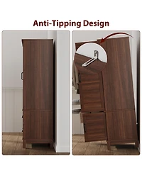 homfan Wardrobe Closet Organizer - 2 Doors, 72 Inch Tall Armoire with Hanging Rod and 18 Adjustable Shelves Narrow Bedroom Clothes Storage Cabinet