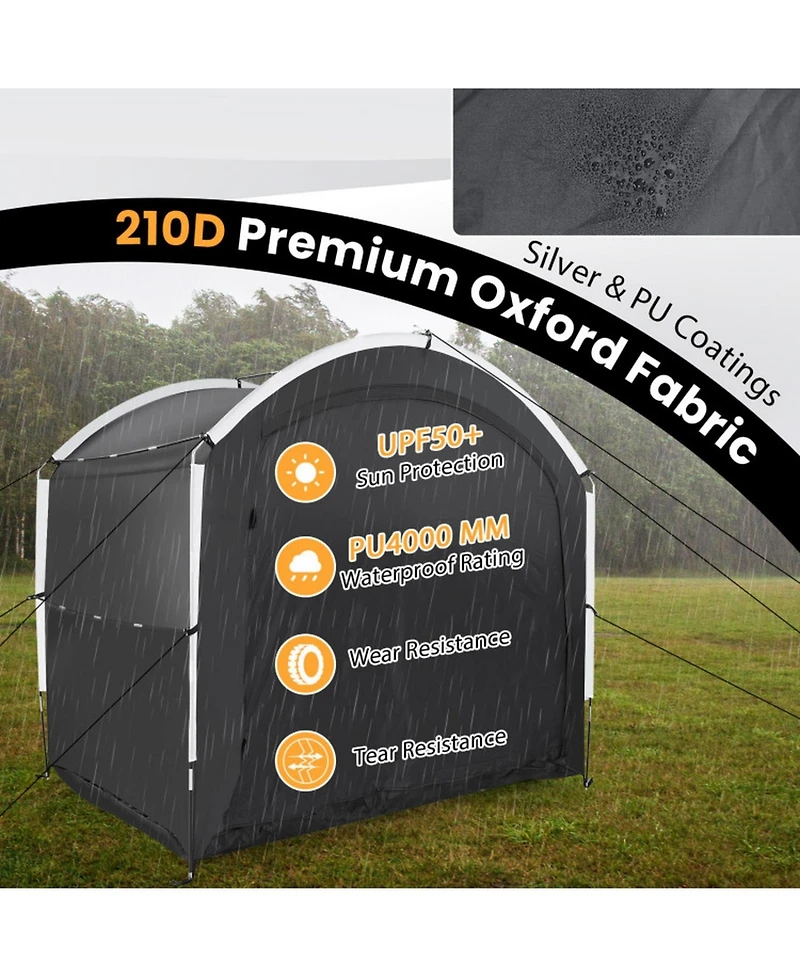 Sugift Outdoor Bike Storage Shed Tent with PU4000MM Waterproof Oxford Fabric for 5 Bikes