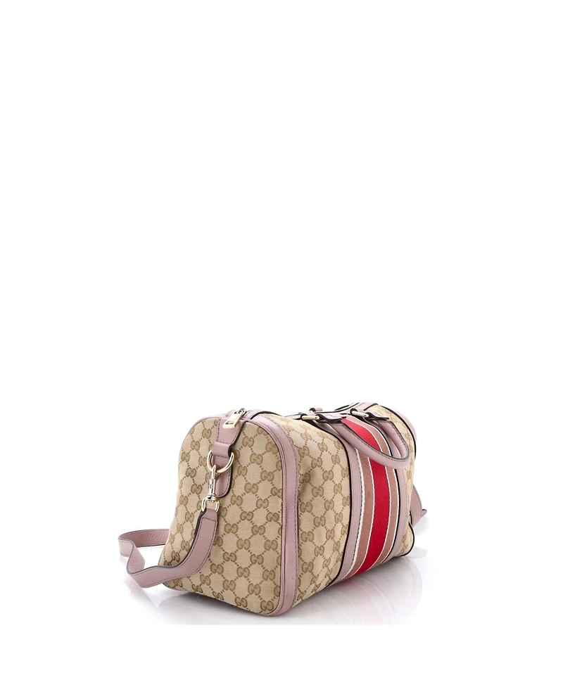 Pre-Owned Gucci Medium Vintage Web Boston Bag Gg Canvas