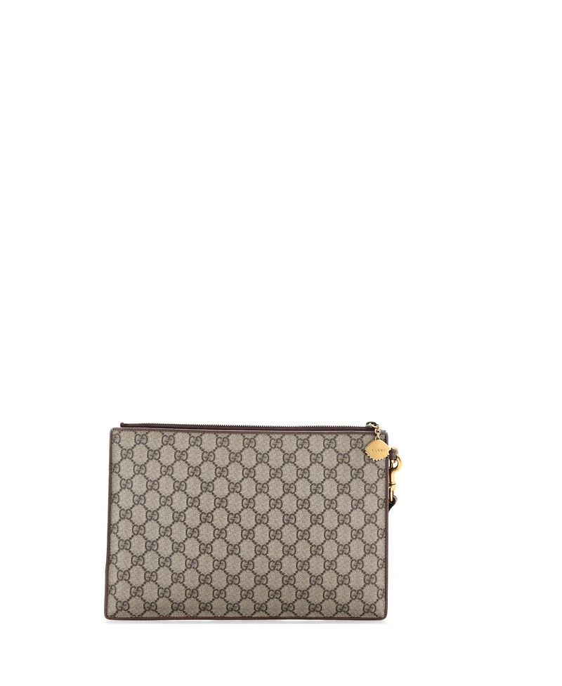 Pre-Owned Gucci Courrier Pouch Gg Coated Canvas with Applique