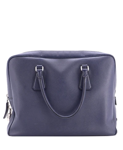 Pre-Owned Prada Large Zip Around Briefcase Saffiano Leather