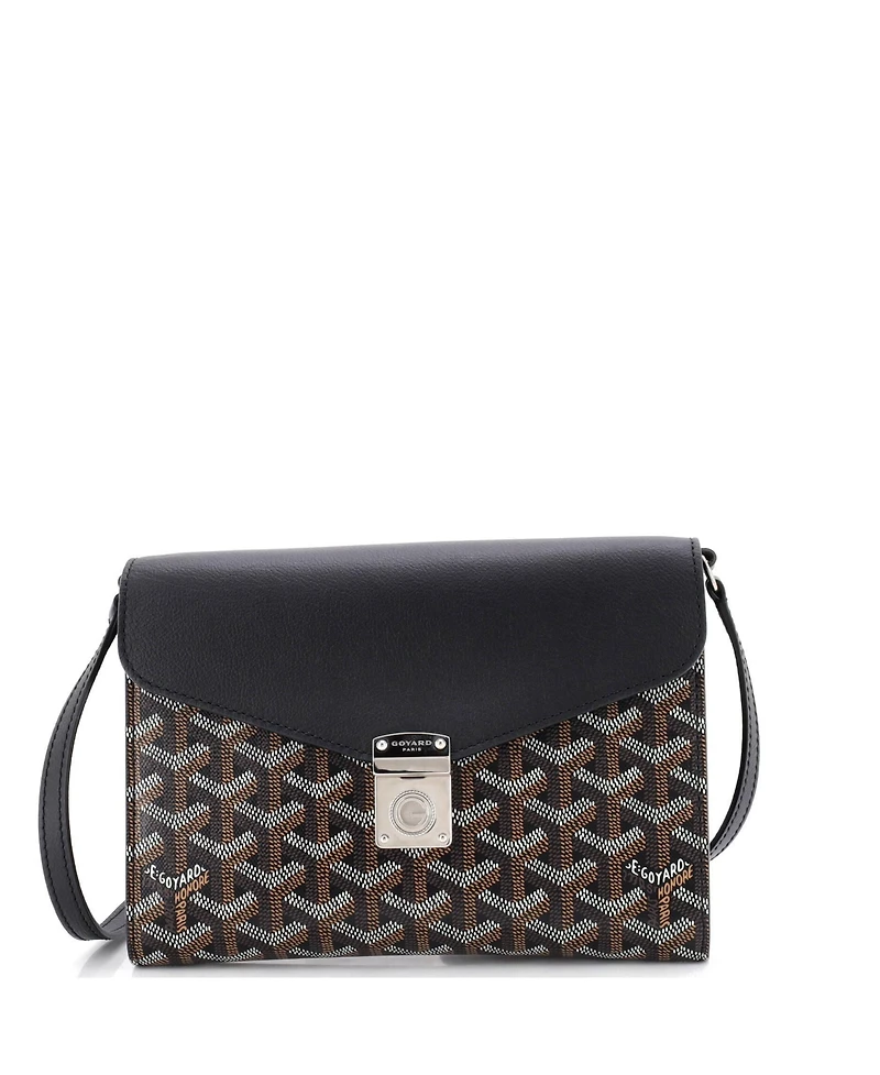 Pre-Owned Goyard Chypre Wallet on Strap Coated Canvas with Leather
