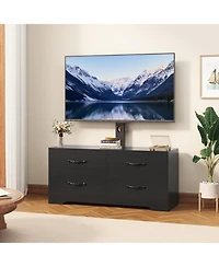 gaomon Tv Stand with Mount - Modern Entertainment Center, 6-Drawer Rattan Dresser for 32-85 Inch TVs