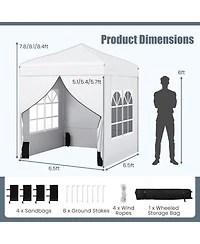 Sugift 6.5 x 6.5 Feet Pop Up Canopy Tent with 4 Sidewalls and Wheeled Bag