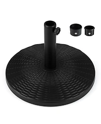 Sugift Concrete Patio Umbrella Base with Rattan Pattern for Parasol 1.5-1.9in Poles